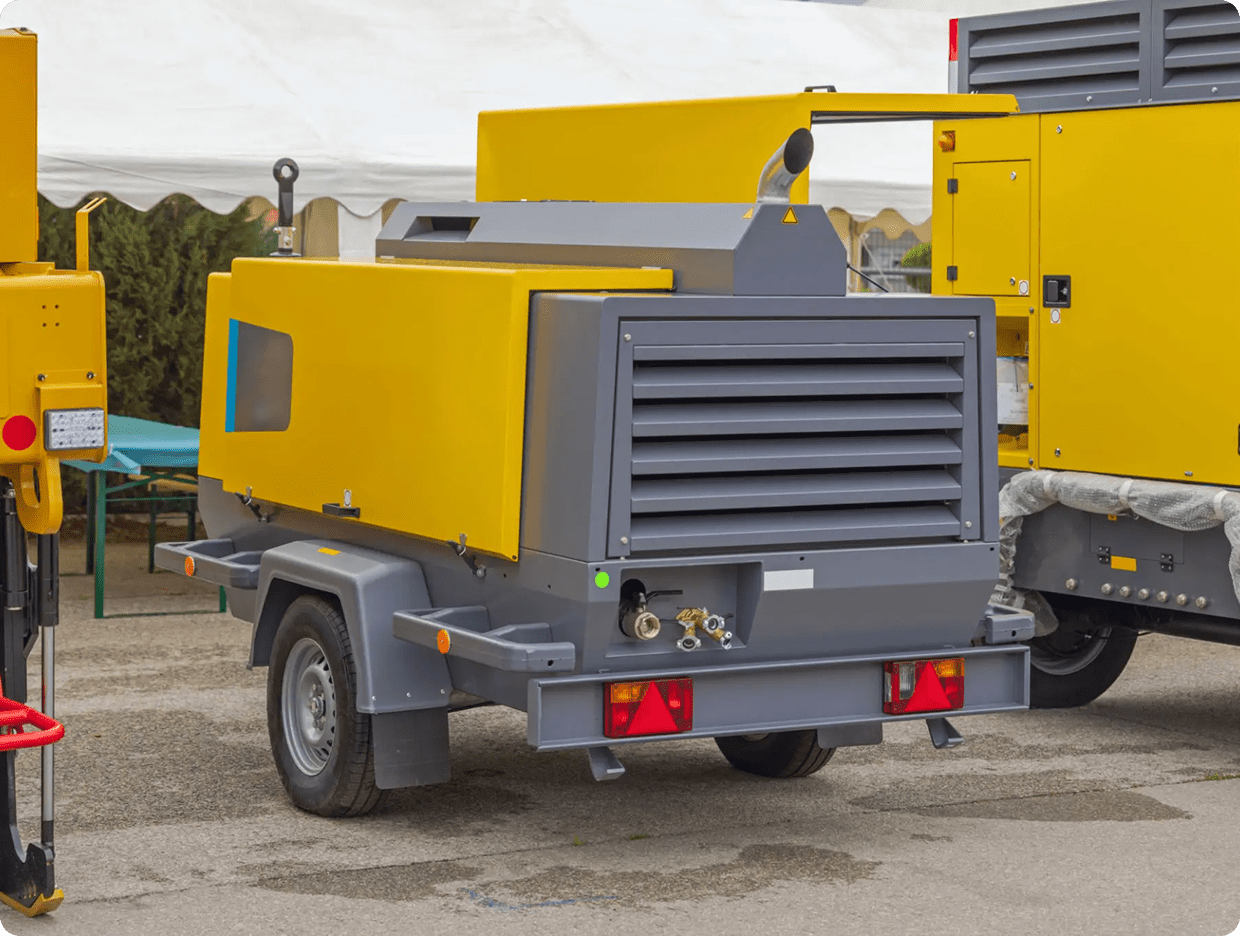 Yellow industrial generator on a trailer